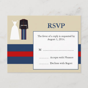 Cartão RSVP de Convite para Casamento Marinho