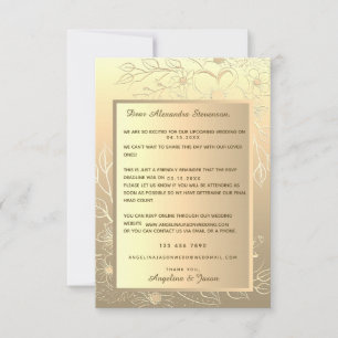 Cartão RSVP de Convite para Lembrete Dourado Elega