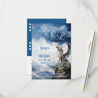 Cartão RSVP de Dragão Celta Fantasy