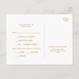 Cartão RSVP de Escolha de Menu Dourado Minimalista