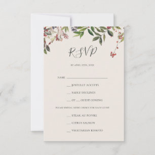 Cartão RSVP de Escolha do Menu de Champanhe Botâ