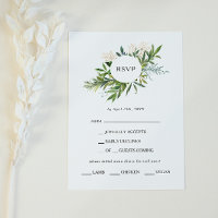 Cartão RSVP de Escolha do Menu Verde Oleícola Eleg