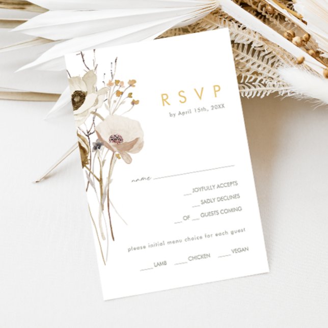 Cartão RSVP de Escolha do Menu Wildflower Whimsic (Criador carregado)