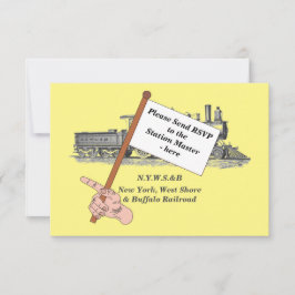 Cartão RSVP de Festa de aniversário do comboio a v