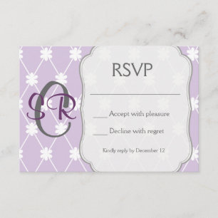 Cartão RSVP de flor de diamante roxo