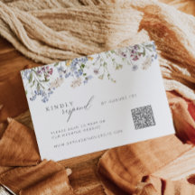 Cartão RSVP de flor selvagem com código QR Boho Fl