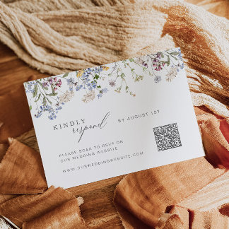 Cartão RSVP de flor selvagem com código QR Boho Fl