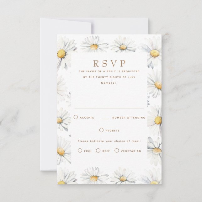 Cartão RSVP de Flores Brancas para Casamento (Frente)