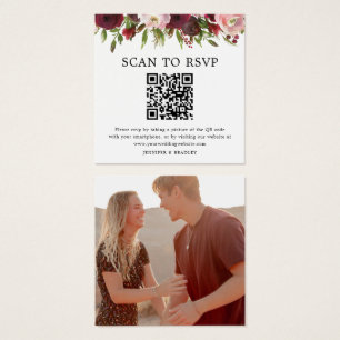 Cartão RSVP de Foto de Casamento de Código QR Blus