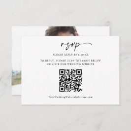 Cartão RSVP de Foto de Código QR de Casamento Míni