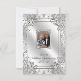 Cartão RSVP de Foto do Aniversário de Casamento 60