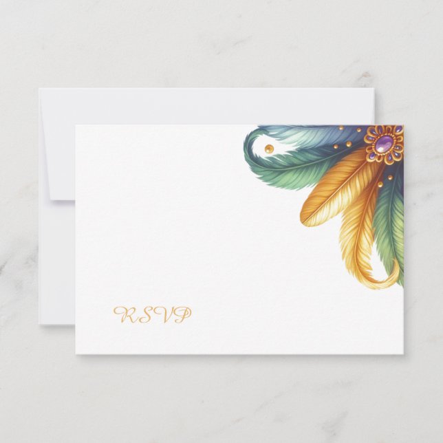 Cartão RSVP de Gras Mardi (Frente)