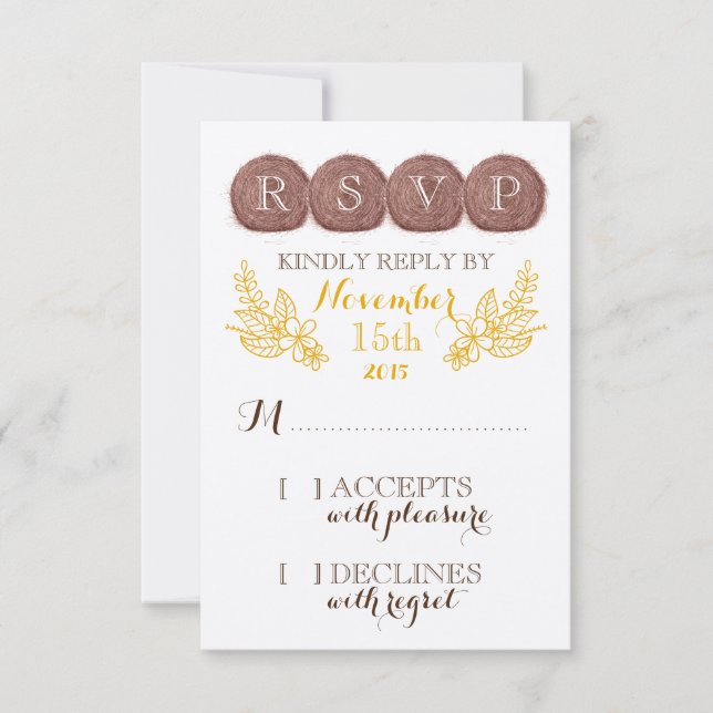 Cartão RSVP de Hay de Casamento (Frente)