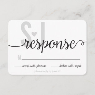 Cartão RSVP de Letras Grandes e cinzas