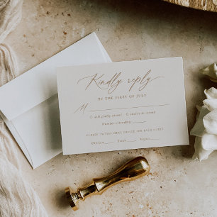 Cartão RSVP de Menu de Casamento de Ivory e Caligr