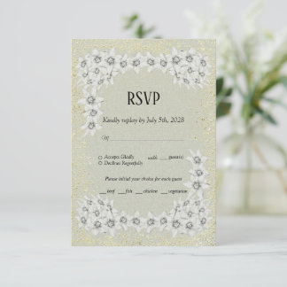 Cartão RSVP de ouro floral elegante personalizado