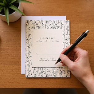 Cartão RSVP de padrão uniforme de flores silvestre