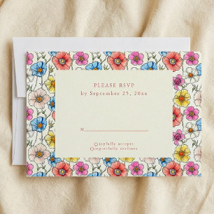 Cartão RSVP de padrão uniforme de flores silvestre
