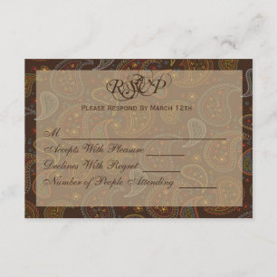 Cartão RSVP de Partido Brown Paisley