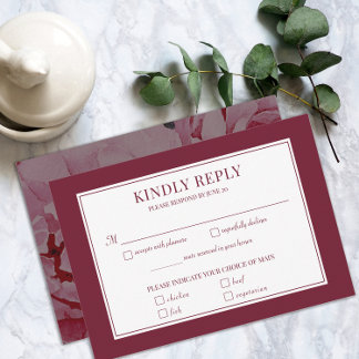 Cartão RSVP de Refeição Romântica de Casamento Rom