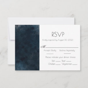 Cartão RSVP de Resposta de Casamento Azul Elegant