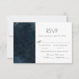 Cartão RSVP de Resposta de Casamento Azul Elegante