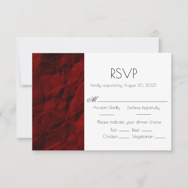 Cartão RSVP de Resposta de Casamento Elegante Red  (Frente)