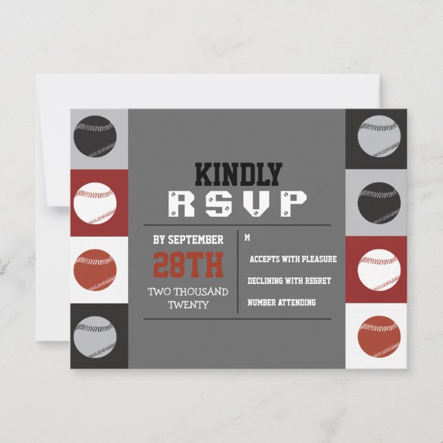 Cartão RSVP de Resposta do Bar BASEBALL legal Mitz (Frente)