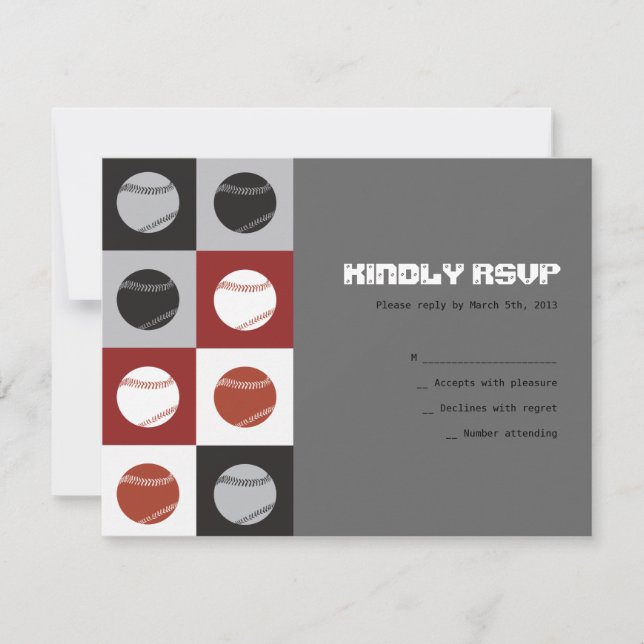 Cartão RSVP de Resposta do Bar BASEBALL legal Mitz (Frente)