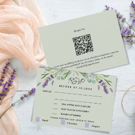 Cartão RSVP de resposta QR do menu de casamento ve