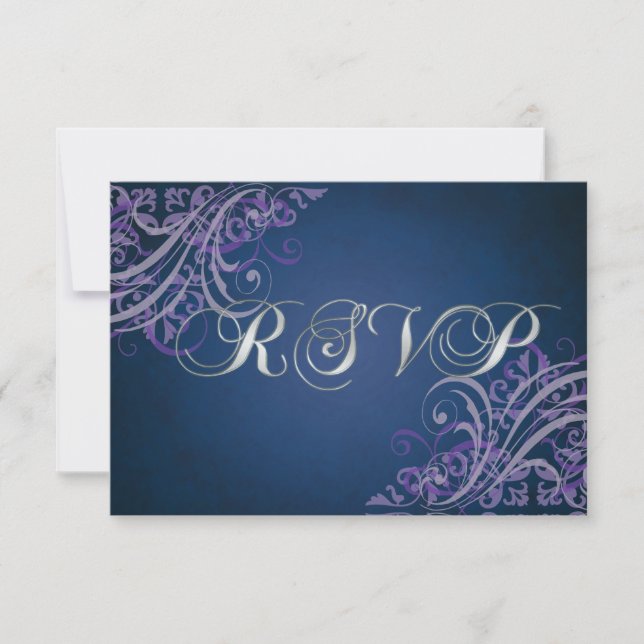 Cartão RSVP de Rolagem Roxo-Roxo refinado (Frente)