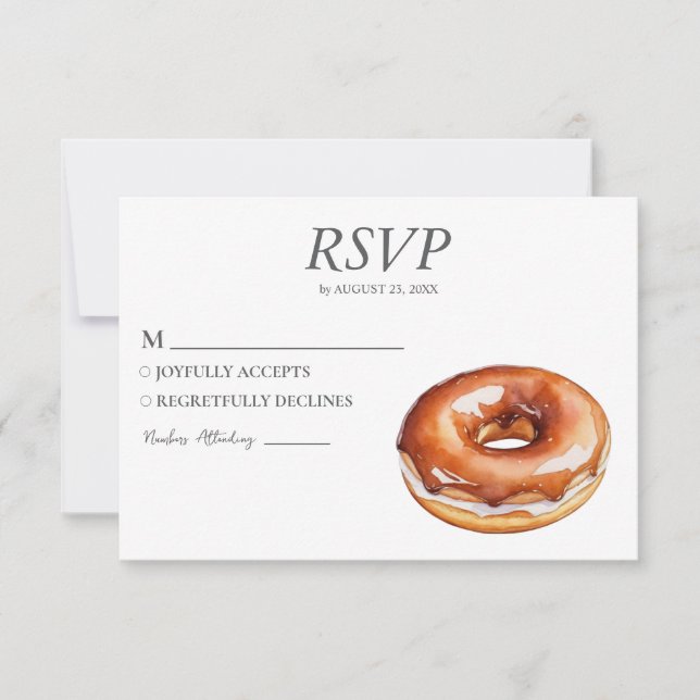 Cartão RSVP de Rosquinha de Aquarela Casamento Doc (Frente)