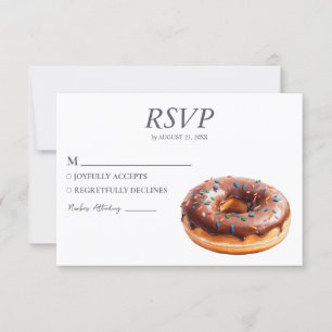 Cartão RSVP de Rosquinha de Aquarela Casamento Doc