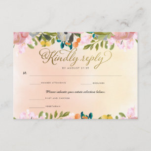 Cartão RSVP de Seleção de Casamento do Menu Floral