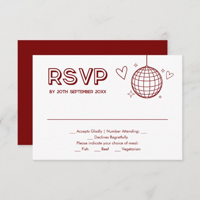 Cartão RSVP de Seleção de Refeição de Casamento Re (Frente/Verso)