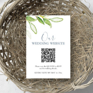 Cartão RSVP de Site de Casamento Botânico com Códi