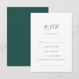 Cartão RSVP de Solicitação de Música Verde Escuro