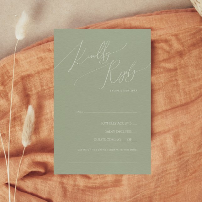 Cartão RSVP de Solicitação de Música Verde Sage co (Criador carregado)