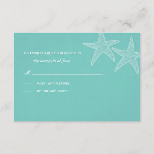 Cartão RSVP de Teal de Starfish