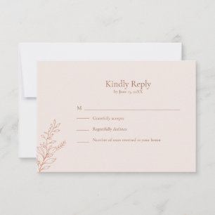 Cartão RSVP de Terracota Minimalista Botânica