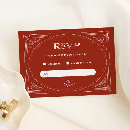 Cartão RSVP Deco Moderno | Casamento Elegante de Feriado Verme