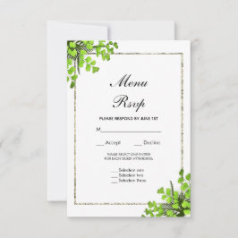 Cartão RSVP Decoração de Samambaia de Canto Elegante Casamento
