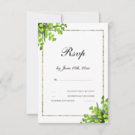 Cartão RSVP Decoração de Samambaia de Canto Elegante Casamento