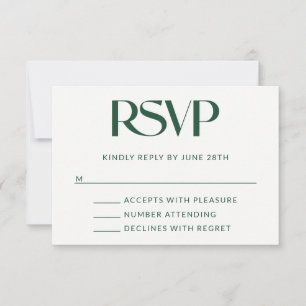 Cartão RSVP Decoração Serif Deep Pine Casamento