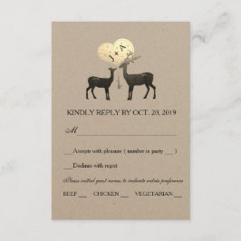 Cartão RSVP Deer Love Woodland Casamento outono de inverno RSV
