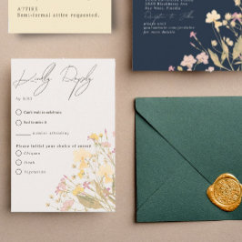 Cartão RSVP Delicadas Flores Silvestres Cores Pálidas Refeição