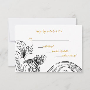 Cartão RSVP Delicate Floral Casamento Elegante