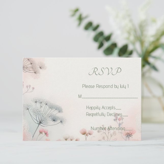 Cartão RSVP Delicate Queen Anne's Lace (Em pé/Frente)