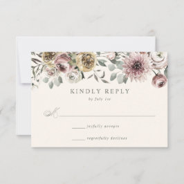 Cartão RSVP Delicate Winter Floral Wedding