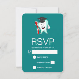 Cartão RSVP Dente Feliz de Dental com Graduação de escova de d